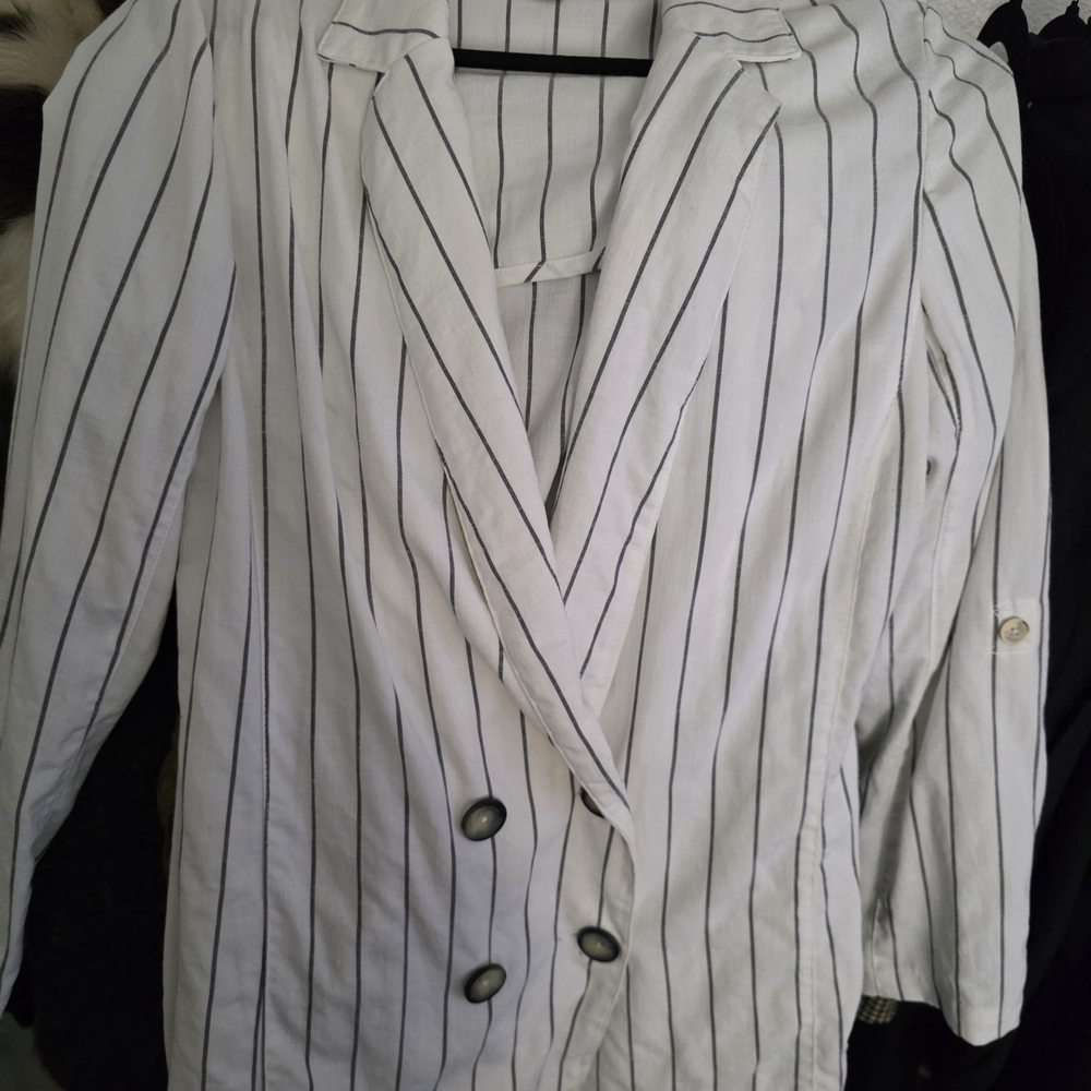 Mossimo Supply Co. White and Black Striped Blazer